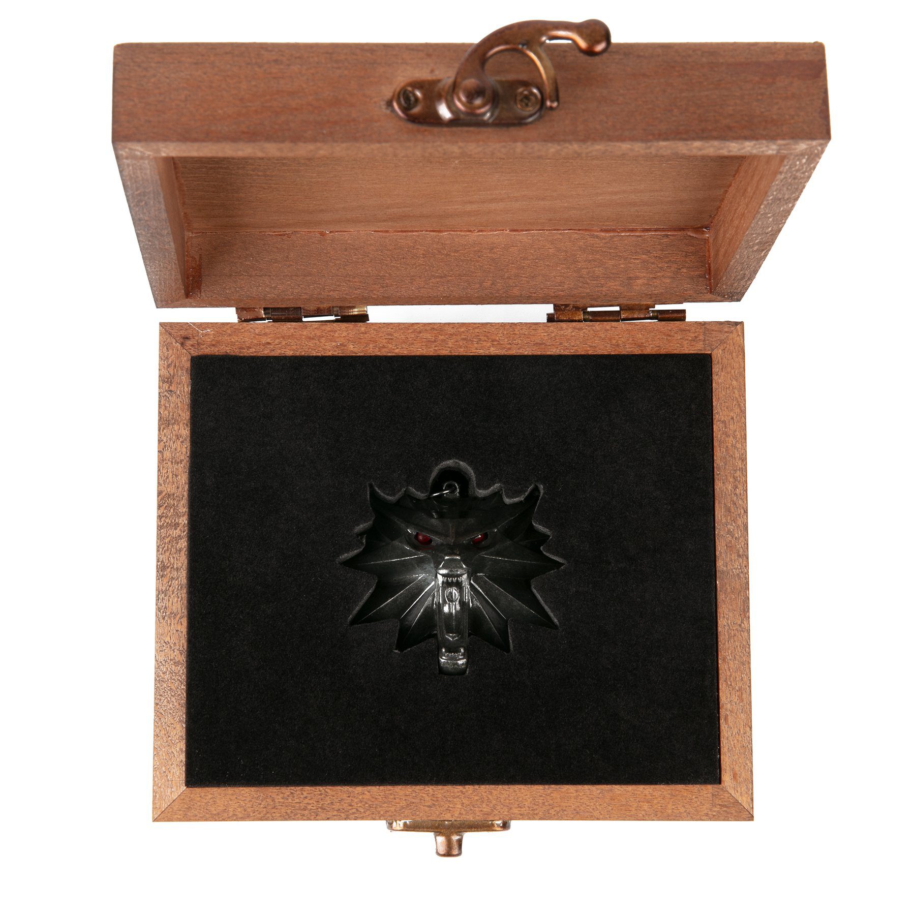 The Witcher 3: Wild Hunt – Replica – Wolf Medallion met LED Ogen, Ketting  en Houten Box - The Vault